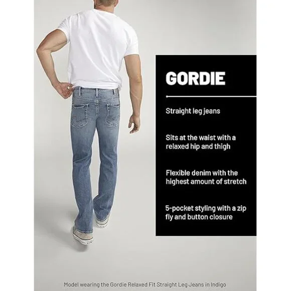 Silver Jeans Co. Men's Gordie Relaxed Fit Straight Leg Jeans 34x32 - Picture 6 of 6